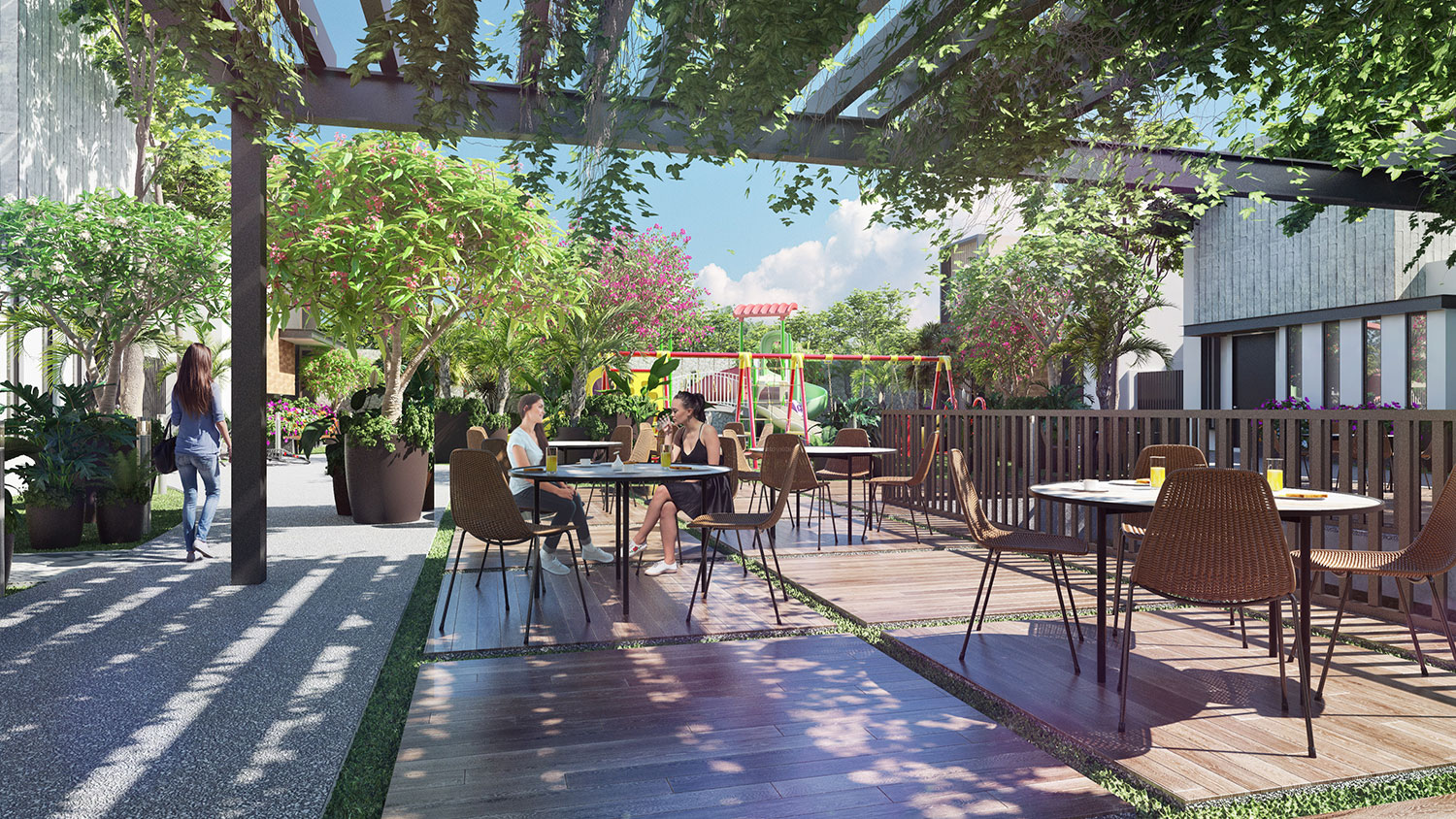 Terrazas con pérgolas